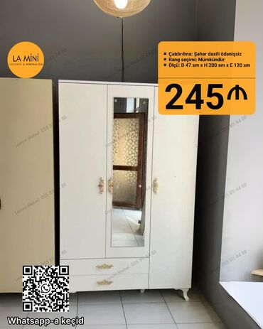 Rəflər: Açılan, 3 qapılı Düz dolab, Şifonyer