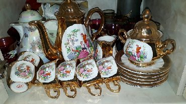 qədimi serviz: Çay dəsti, rəng - Ağ, Keramika, 6 nəfərlik, Türkiyə