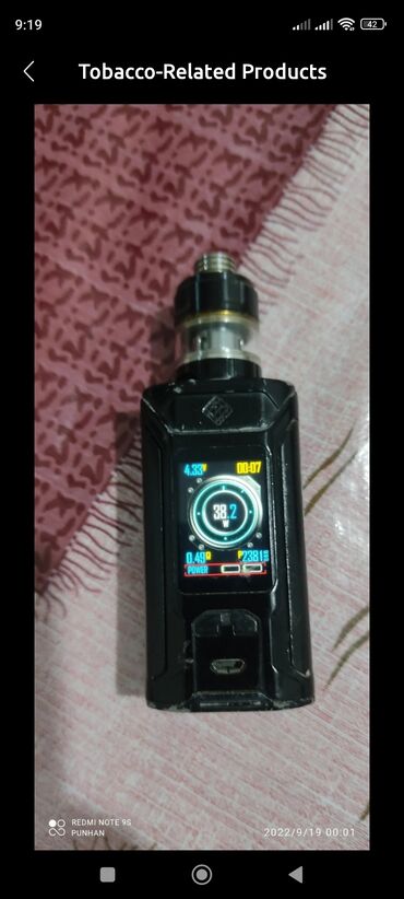 hazir hicab: Elektron siqaret (vape) cihazı - Rəng: qara - Ekranlı mod: rəngli TFT