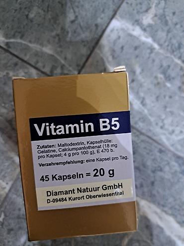 kalsium: Vitamin B5 kapsulları Məhsul xüsusiyyətləri: - Tərkib: maltodekstrin; — 1