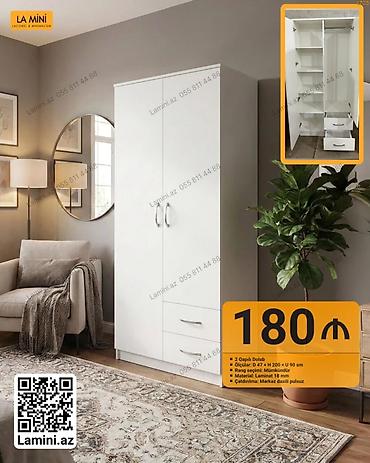 Mebel: İki qapılı geyim dolabı - Ölçülər: D 47 x H 200 x U 90 sm - Rəng — 1