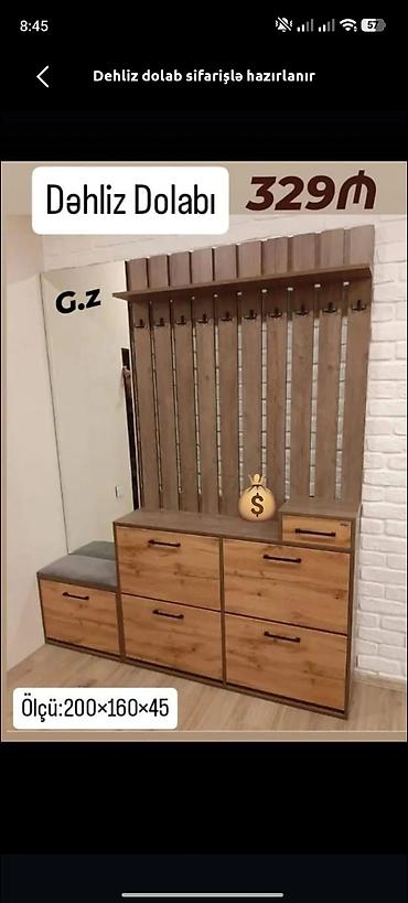 вешалка в прихожей: Dəhliz Dolabı – sifarişlə hazırlanır - Qiymət: 329₼ - Ölçü: 200 × 160 — 1