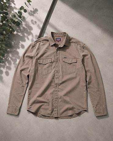 штаны s: Мужская рубашка casual/utility в песочно‑бежевом цвете. - — 1