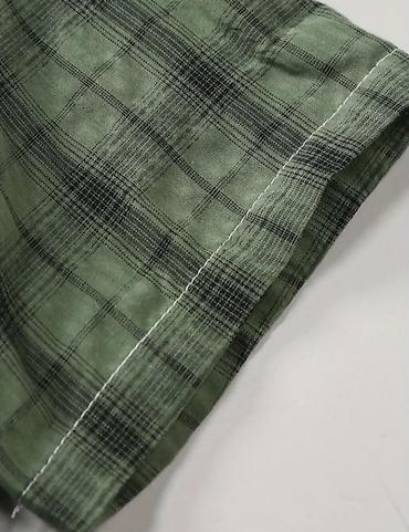 Košulje: Muška košulja sa kratkim rukavima 5XL – karirana, maslinasto zelena — 4