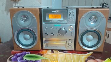 Sony brendinin bu mikrosistemi, iki taxta korpuslu dinamik və gümüşü