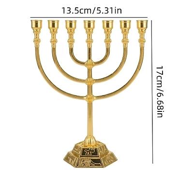 saat samdan: 🕎 7 Budaqlı Yəhudi Menorası – Qızılı Metal Şamdan ✨ Ənənəvi yəhudi — 1