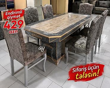 yazili sepler: Qonaq otağı üçün, Yeni, Açılmayan, Dördbucaq masa, 6 stul — 1