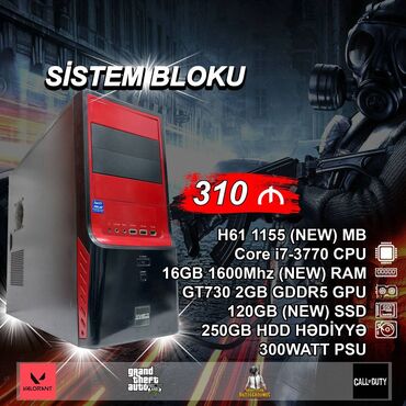 masaustu komputer: Sistem Bloku "Digital DDR3 H61 1155 Core i7 3770 GT730 2GB GDDR5" ⭐Tək