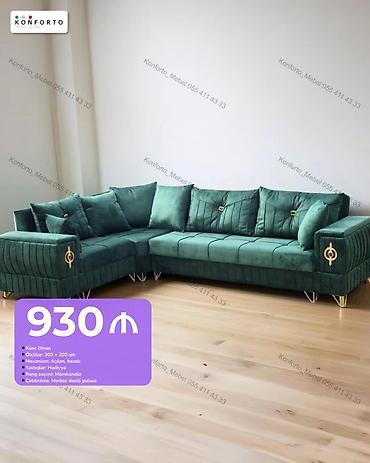 Künc divan - Ölçü: 300 × 200 sm - Mexanizm: açılan, bazalı (yataq