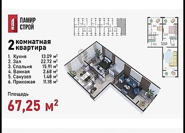 кввр: 2 комнаты, 67 м², Технопарк 108 серия, 9 этаж, Евроремонт — 2