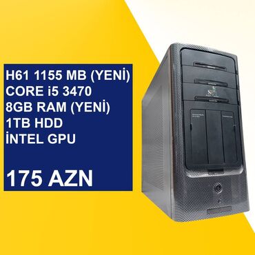 Комплектующие для ПК и ноутбуков: Sistem Bloku "Qori DDR3 H61 1155 Core i5 3470” ⭐Tək Sistem Bloku – 175