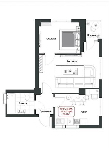 trend: 2 комнаты, 50 м², Шлагбаум Элитка, 7 этаж, ПСО (под самоотделку) — 3