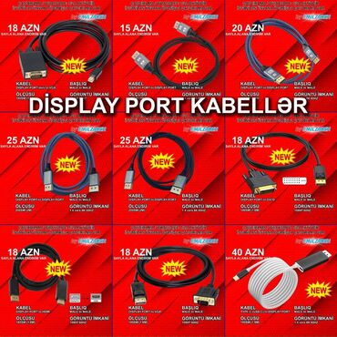 Digər kompüter aksesuarları: Display Port Kabellər 🚚Metrolara və ünvana çatdırılma var