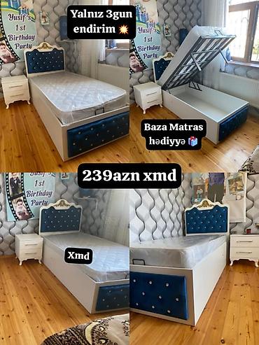 usaq mebeli: Uşaq/yekəboy tək nəfərlik çarpayı – qaldırılan baza ilə - Rəng: ağ — 1