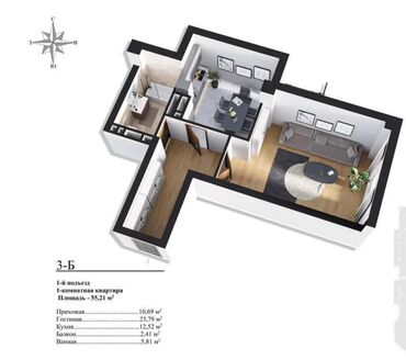 Продажа квартир: 1 комната, 55 м², Элитка, 6 этаж, Евроремонт — 9