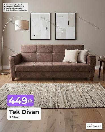 Divanlar: Tək divan – 235 sm - Mexanizm: açılandır, bazalı - Ölçü: 235 sm - — 1