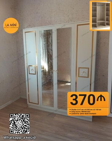 metbex şkaf: Yeni, Açılan, 4 qapılı Düz dolab, Qarderob, paltar dolabı, Azərbaycan