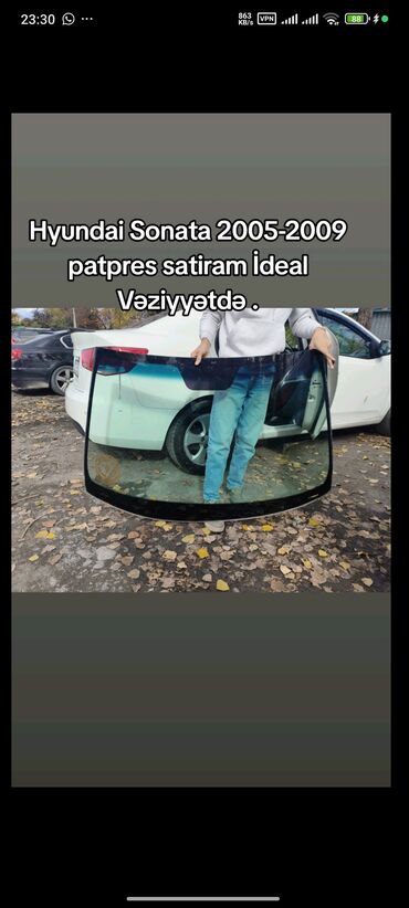 Şüşələr: Hyundai Sonata 2005-2009 modelləri üçün ön şüşə. Problemi yoxdur hər