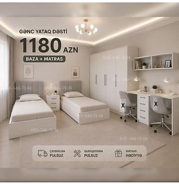 Gənc yataq dəsti – 1180 AZN Komplekt tərkibi: - 2 ədəd tək nəfərlik