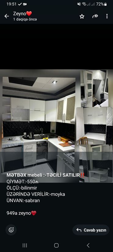 Divanlar: *MƏTBƏX mebeli :-TƏCİLİ SATILIR*‼️ QİYMƏT:-550₼ ÖLÇÜ:-bilinmir