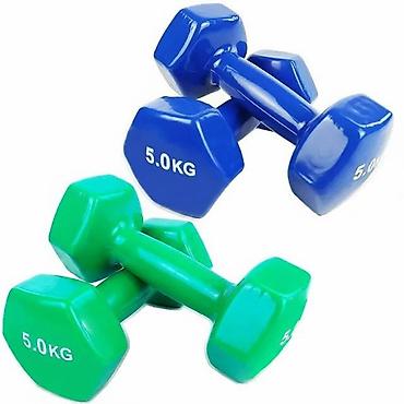 Спорт жана хобби: Гантели нейлоновые 5.0 kg — пара - Вес одной гантели: 5,0 кг — 1