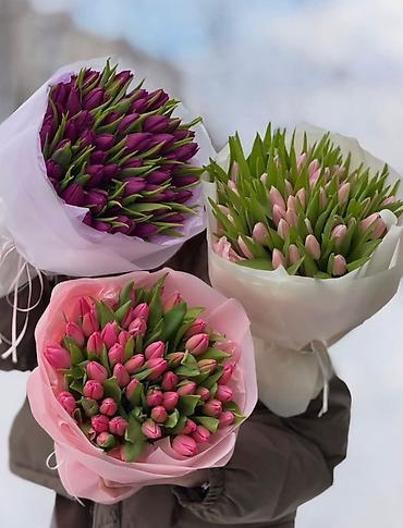 Букеты из живых цветов: Оптом и розницыбукеты тюльпанов - Состав: свежесрезанные тюльпаны — 1