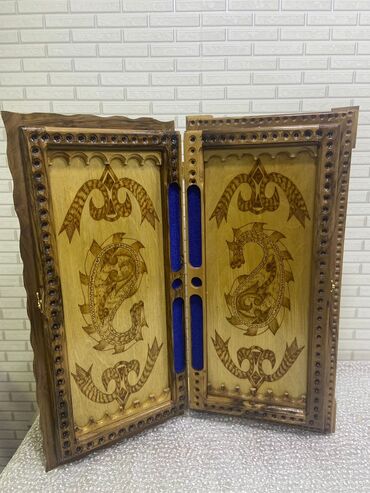 Nərdlər: Əl işləri oymalı taxta nərd-taxta dəsti - Material: tam ağac (taxta) — 2