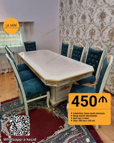 metbext mebeli işlenmiş: Qonaq otağı üçün, 6 stul