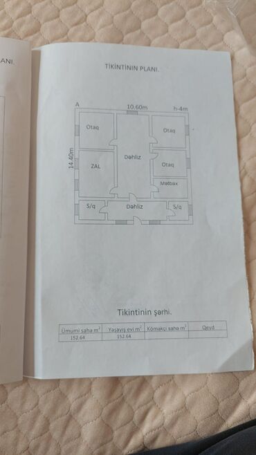 20 sahede heyet evleri: 4 otaqlı, 153 kv. m, Kredit yoxdur, Orta təmir