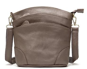hm tasne: Ženska kožna crossbody torba – taupe/neutralna nijansa - Materijal — 3