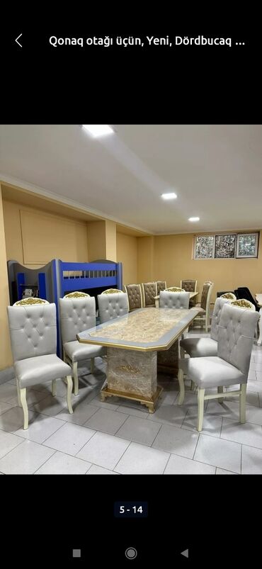 Masa və oturacaq dəstləri: Qonaq otağı üçün, Yeni, Açılan, Dördbucaq masa, 6 stul — 40