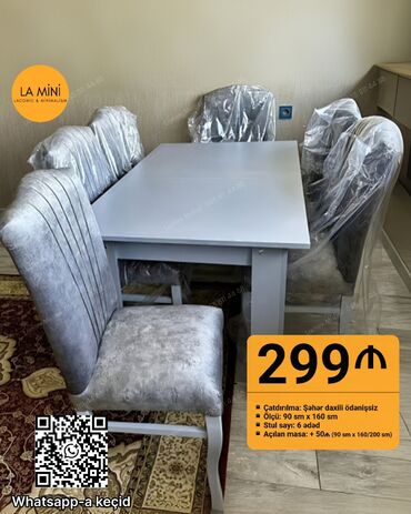 Sifarişlə divanlar: Transformer, Dördbucaq masa, 6 stul