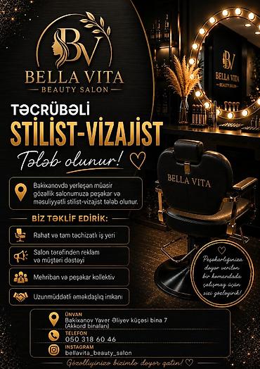 makeup model vakansiya: Bella Vita Beauty Salon – Təcrübəli stilist-vizajist axtarılır! — 1
