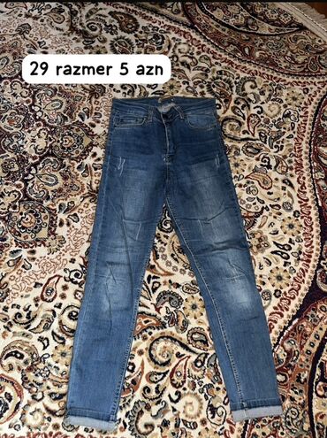 Футболки: Mavi rəngli dar kəsimli cins şalvar - Razmer: 29 - Model: düz balaqlı