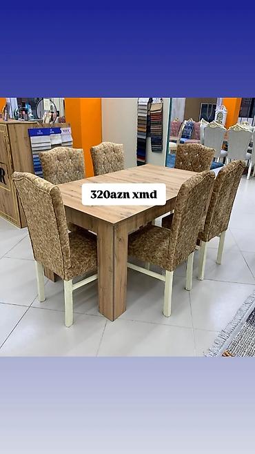 Masalar və oturacaqlar: Yemək otağı üçün masa və 6 stul dəsti • Komplekt: 1 masa + 6 stul • — 6
