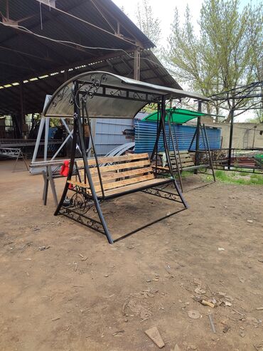 Садовые качели: Садовые качели Металл, Со спинкой, С крышей — 8