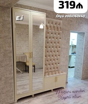 шкаф угловой в спальню: Yeni, 3 qapılı Düz dolab, Dəhliz dolabı