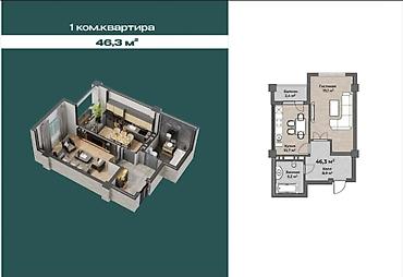 Недвижимость: 1 комната, 46 м², Технопарк Элитка, 7 этаж, ПСО (под самоотделку) — 2