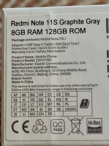 43: Redmi, Redmi Note 11S, Б/у, 128 ГБ, цвет - Серый, 2 SIM — 3