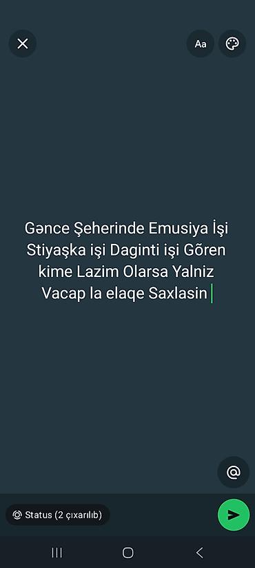 santexnik işləri: Gəncə şəhərində aşağıdakı işlər təklif olunur: - Emusiya boyası ilə — 1