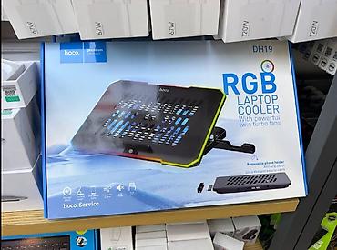 клавиатуры механические: HOCO DH19 — охлаждающая подставка для ноутбука с RGB‑подсветкой и — 1