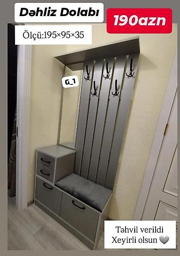 balkon skaf: Dəhliz dolabı – funksional və kompakt model. Ölçü: 195 × 95 × 35 sm — 1