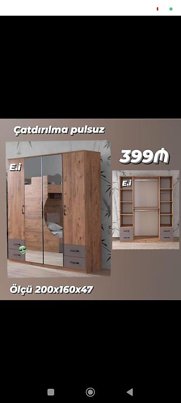 paltar dolabi: Geniş güzgülü paltar dolabı - Ölçü: 200 x 160 x 47 sm - Material — 1
