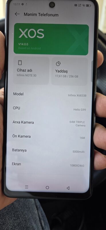 telefon tutacaqları: Infinix Hot 30, 256 GB, rəng - Bənövşəyi, Sensor, Simsiz şarj, Face ID