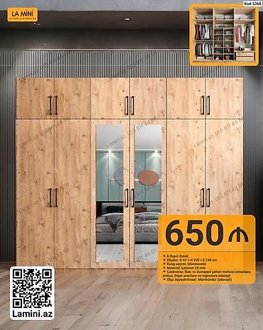 qab rəfi: Kod: 5368 6 qapılı gardırob - Ölçülər: D 47 × H 250 × E 240 sm - — 1