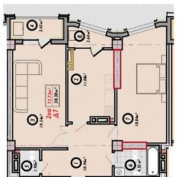 2 8: 2 комнаты, 73 м², Элитка, 8 этаж, ПСО (под самоотделку) — 7