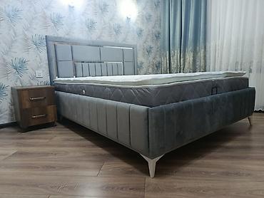 taxta tavan: Mebel dəsti: yumşaq başlıqlı taxta karkaslı çarpayı və ortopedik — 5