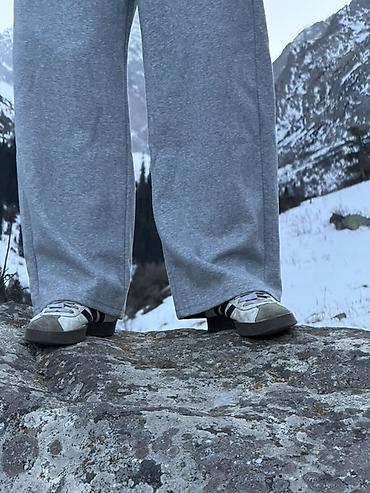 Спортивные штаны: Серые спортивные брюки свободного кроя - Цвет: меланжевый серый - — 9