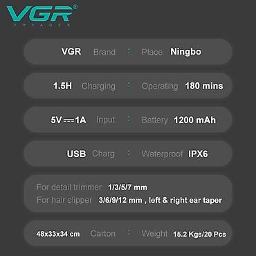 sac maşinka: VGR 103 - Trimmer dəsti 8in1 IPX6 6000RPM 1200mAh TYPC . Qiyməti — 6