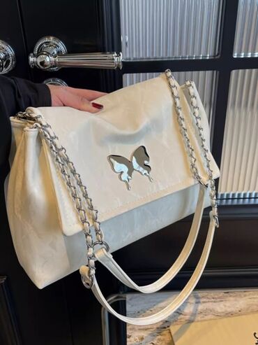 сумка женская: Корейская элегантная сумка, ретро-классика. Молочно-бежевого цвета